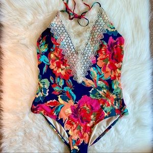 Sea Angel Plunge Floral Padded One Piece Swimsuit